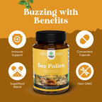 Polen de Abeja para Soporte Femenino - 60 Cápsulas - Suplemento de 1000mg con Vitaminas B, Minerales y Enzimas