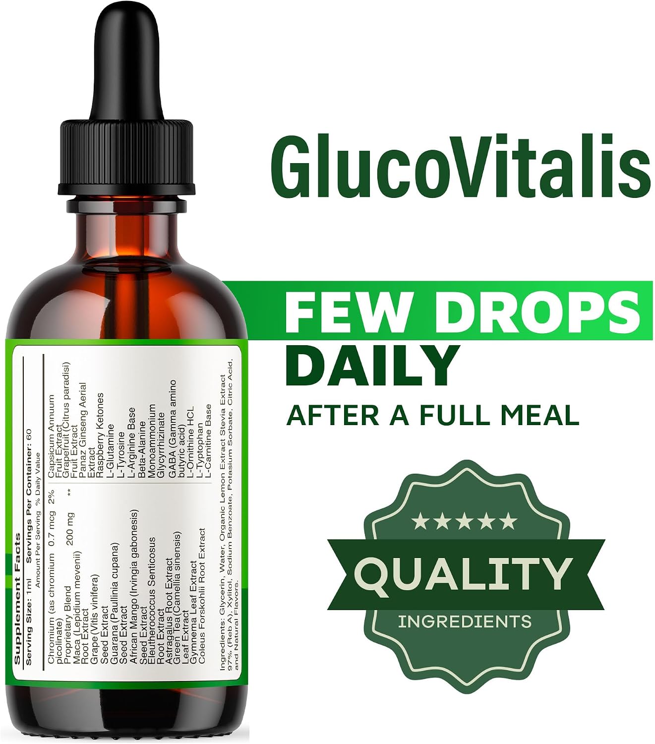 GlucoVitalis Drops (Pack de 5) - Suplemento Líquido Multivitamínico