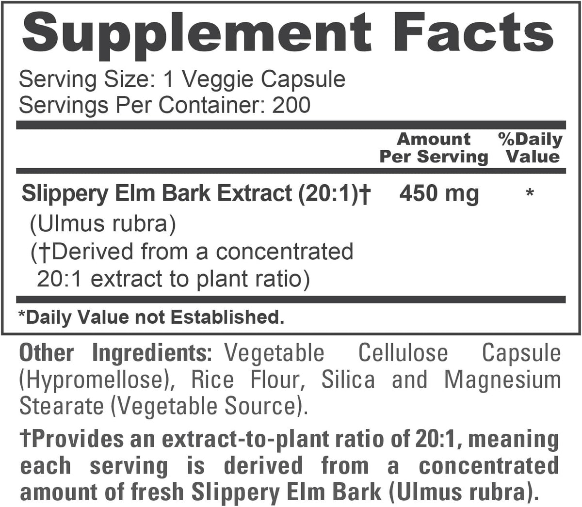 NusaPure Cápsulas de Corteza de Olmo Americano, 450 mg, 200 Cápsulas Vegetales (No OGM, Vegano) – Image 4