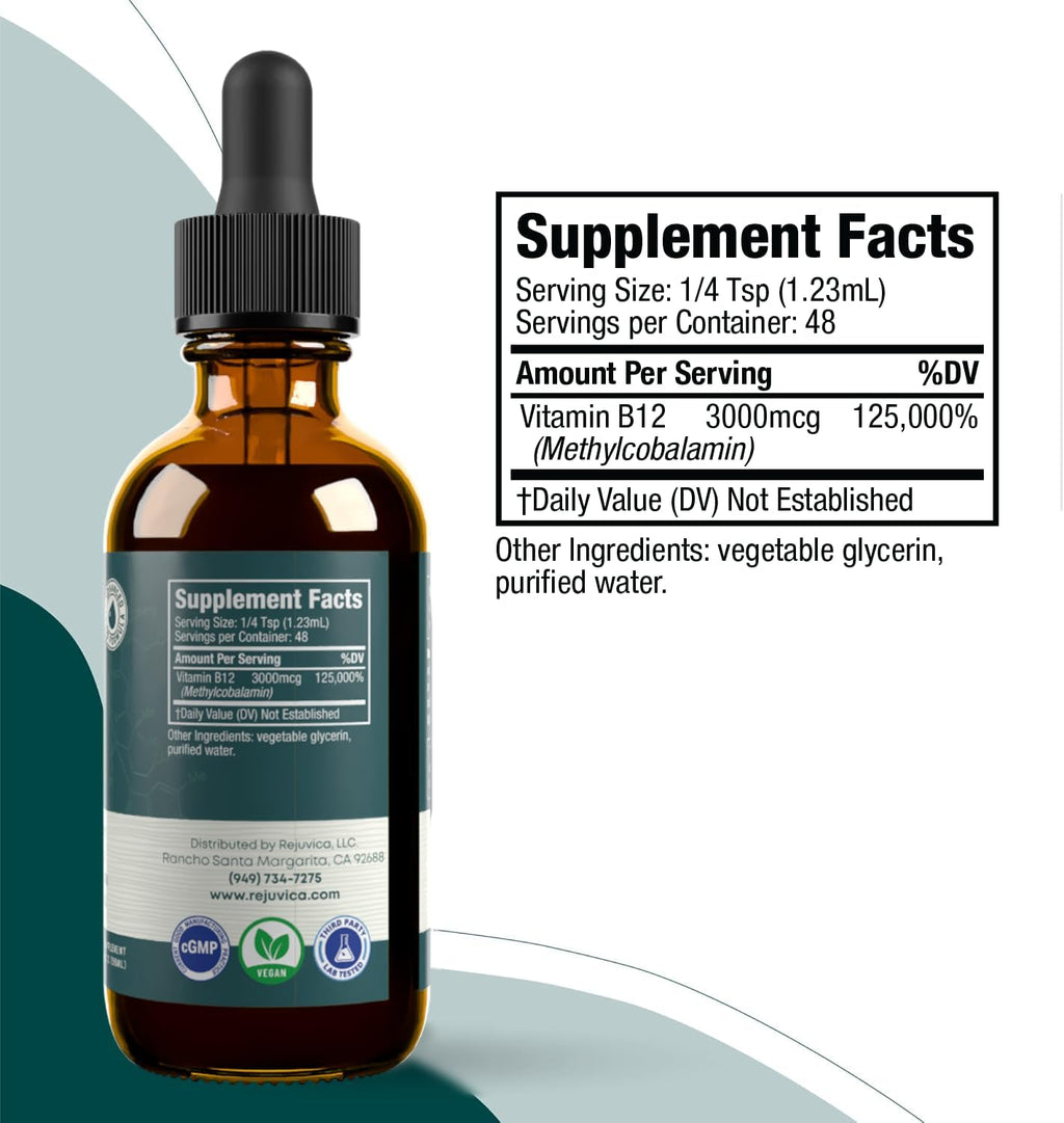 Rejuvica Health Active B-12 Líquido - Suplemento de Vitamina B12, 2 Pack