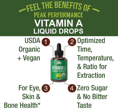 Peak Performance Gotas Líquidas Orgánicas de Vitamina A - Suplemento Vegano con Retinil Palmitato de Alta Biodisponibilidad – Image 2
