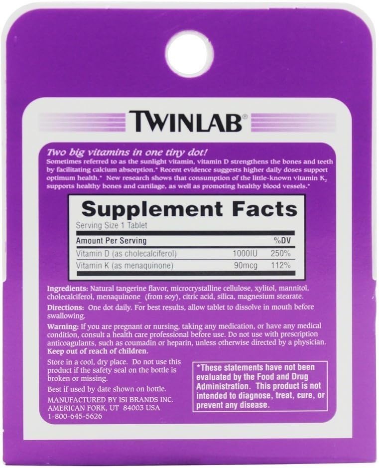 Twinlab Vitamina D3 1000 + K2.
