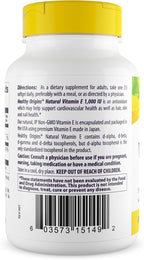 Healthy Origins Vitamina E, 1.000 UI (Natural) Tocoferoles Mixtos - 60 Cápsulas Blandas