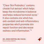 Love Wellness Clear Skin Probiotic – Probiótico para la Piel con Zinc, Bifidobacterium Longum y Extracto de Fruto de Sauzgatillo | 30 Cápsulas