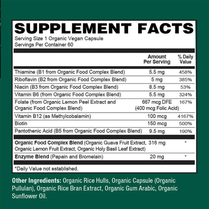 PlantFusion Organic Vitamin B-Complex, – USDA Organic: garantiza que los ingredientes se cultivan sin pesticidas – Image 5