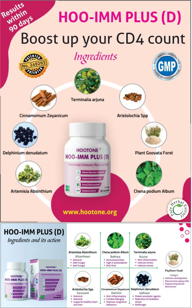 HOO-IMM Plus (D) Cápsulas - Suplemento Inmunitario Natural, 60 Cápsulas