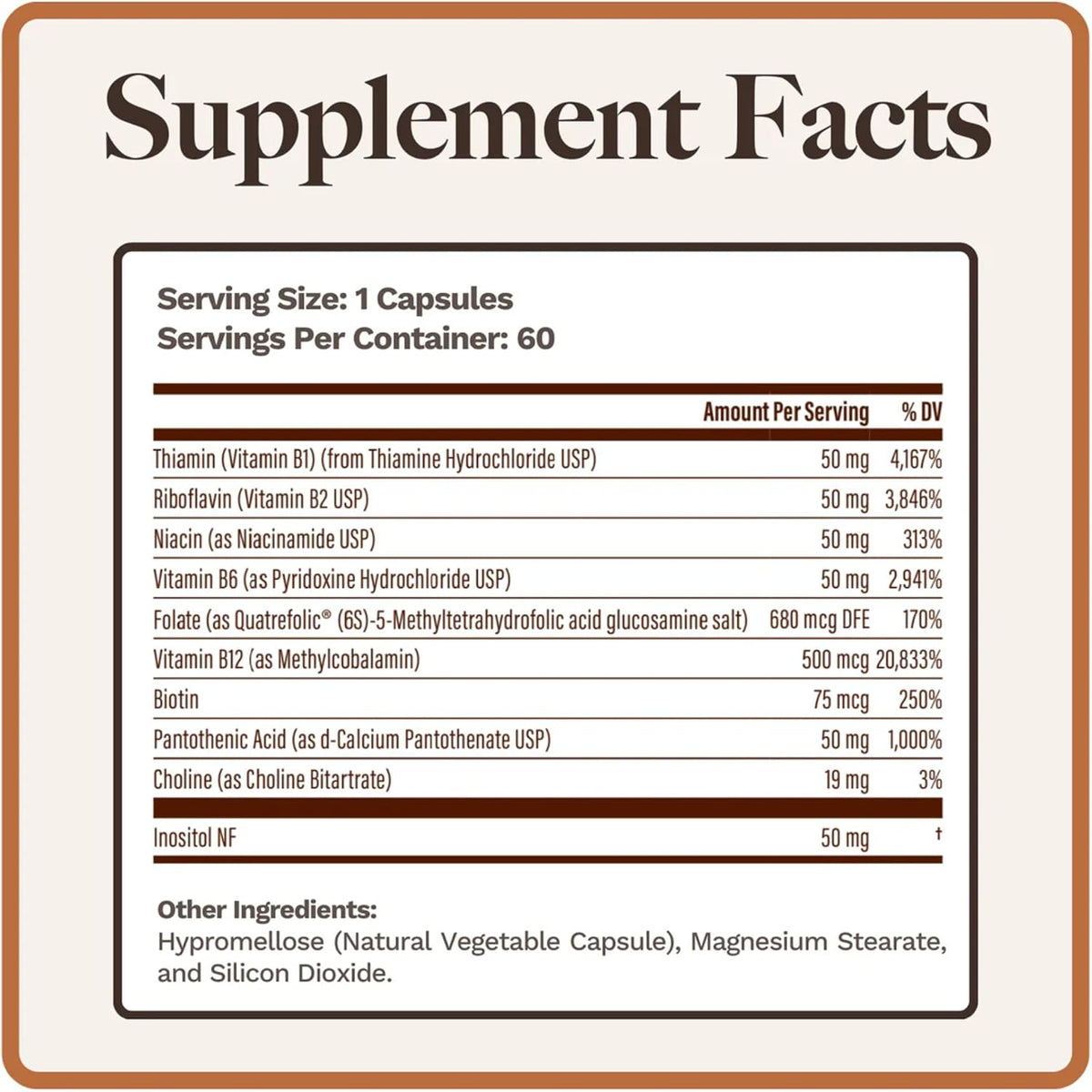 Utzy Naturals Complejo B | Vitaminas B Esenciales con Colina e Inositol | 60 Cápsulas – Image 2