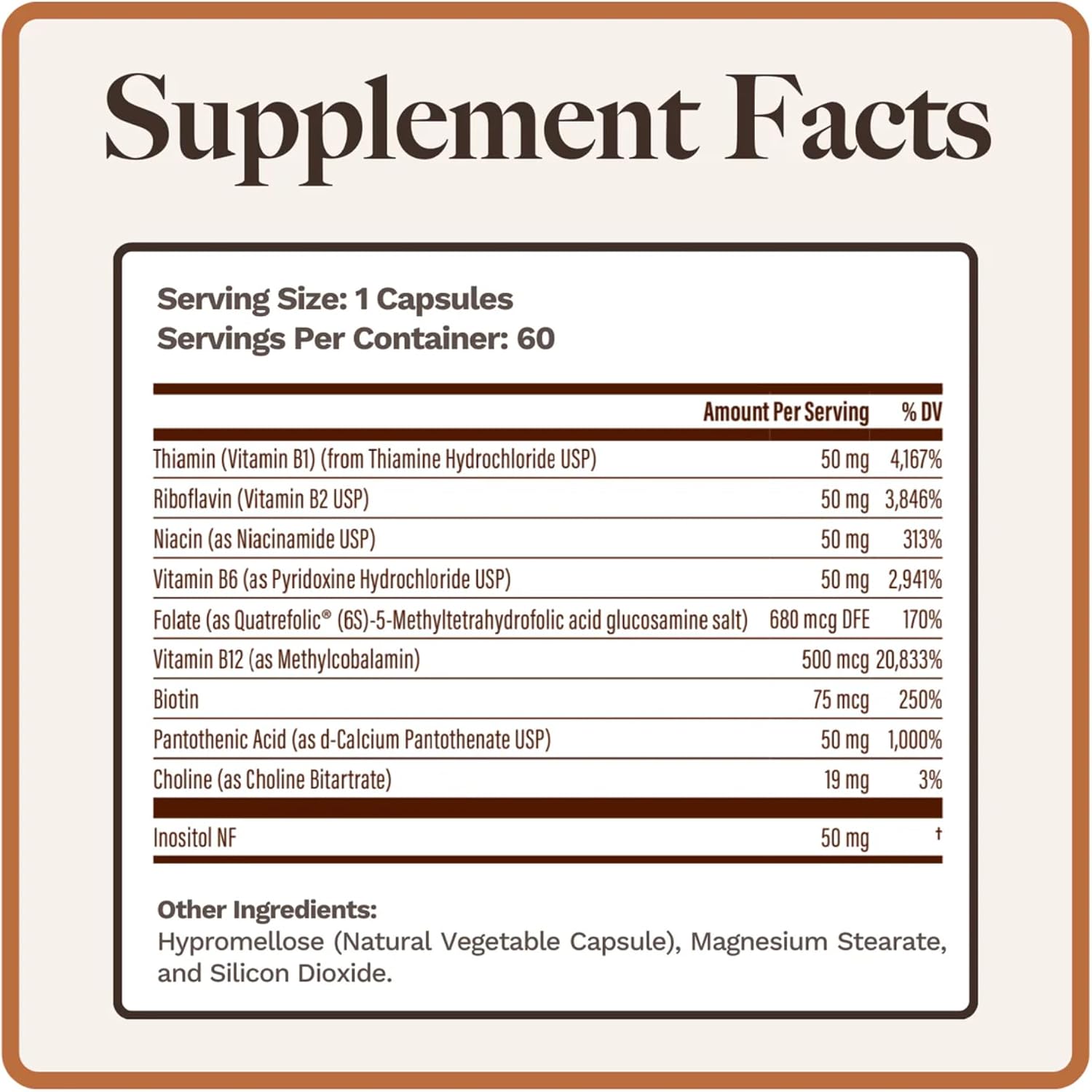 Utzy Naturals Complejo B | Vitaminas B Esenciales con Colina e Inositol | 60 Cápsulas