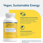 Energy Multi-Plex de Researched Nutritionals - Suplemento Energético Vegano con 14 Ingredientes (90 Cápsulas)