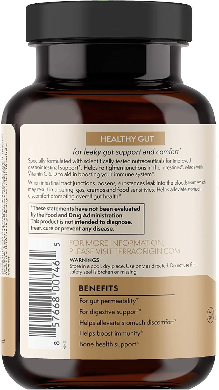 TERRA ORIGIN Healthy Gut Cápsulas para la Salud Intestinal con Refuerzo Inmunitario - 90 Cápsulas