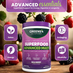 Greens+ Advanced Multi Wild Berry - Polvo de Superalimentos Orgánico con Vitaminas y Minerales, 267 g