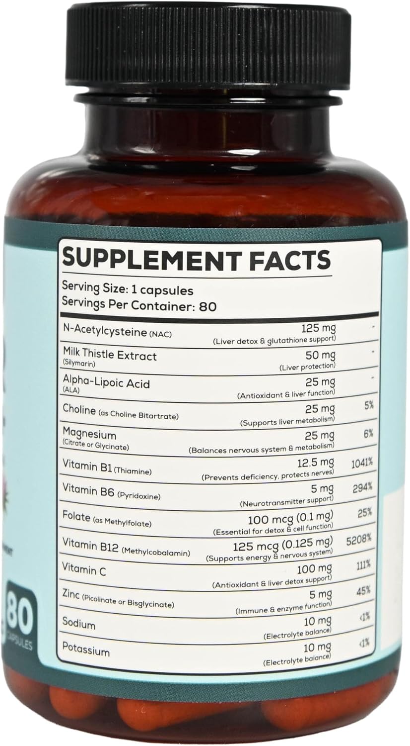 Zethyr St. Liver Detox+ con Cardo Mariano - Dosis Premium - Limpieza Hepática con NAC, ALA, Colina y Vitaminas B - 80 Cápsulas para Apoyo Antioxidante Diario