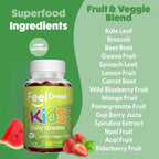 Feel Great Super Green Gummies para Niños | Gominolas de Frutas y Verduras | Multivitamínico Vegano