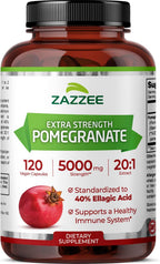 Zazzee Extracto de Granada Extra Fuerte 20:1, 40% Ácido Elágico, 120 Cápsulas Veganas