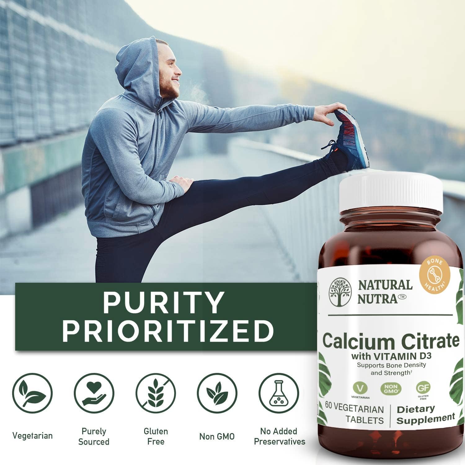 Natural Nutra Citrato de Calcio con Vitamina D3 – 60 Comprimidos