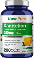 NusaPure Raíz de Diente de León, 250 mg, 200 Cápsulas Veganas (No-GMO, Vegano)