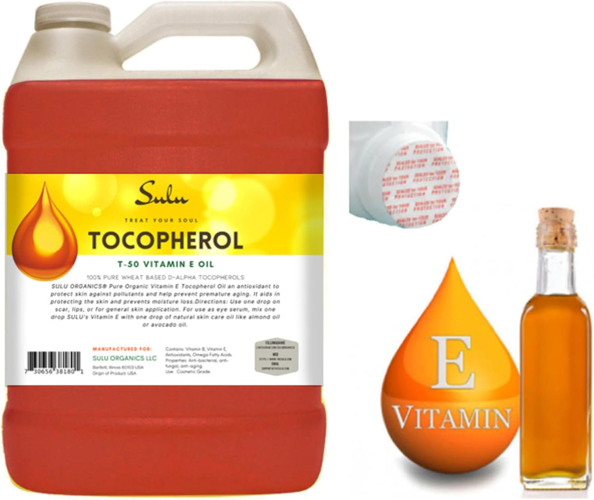 SULU ORGANICS 7 lbs-100% Pure and Natural Soy Free T-50 Tocopherols Vitamin E Oil - görsel 1