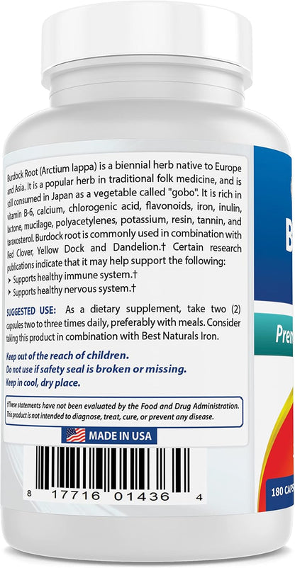 Best Naturals Raíz de Bardana 425 mg - 180 Cápsulas (Pack de 2) – Image 6