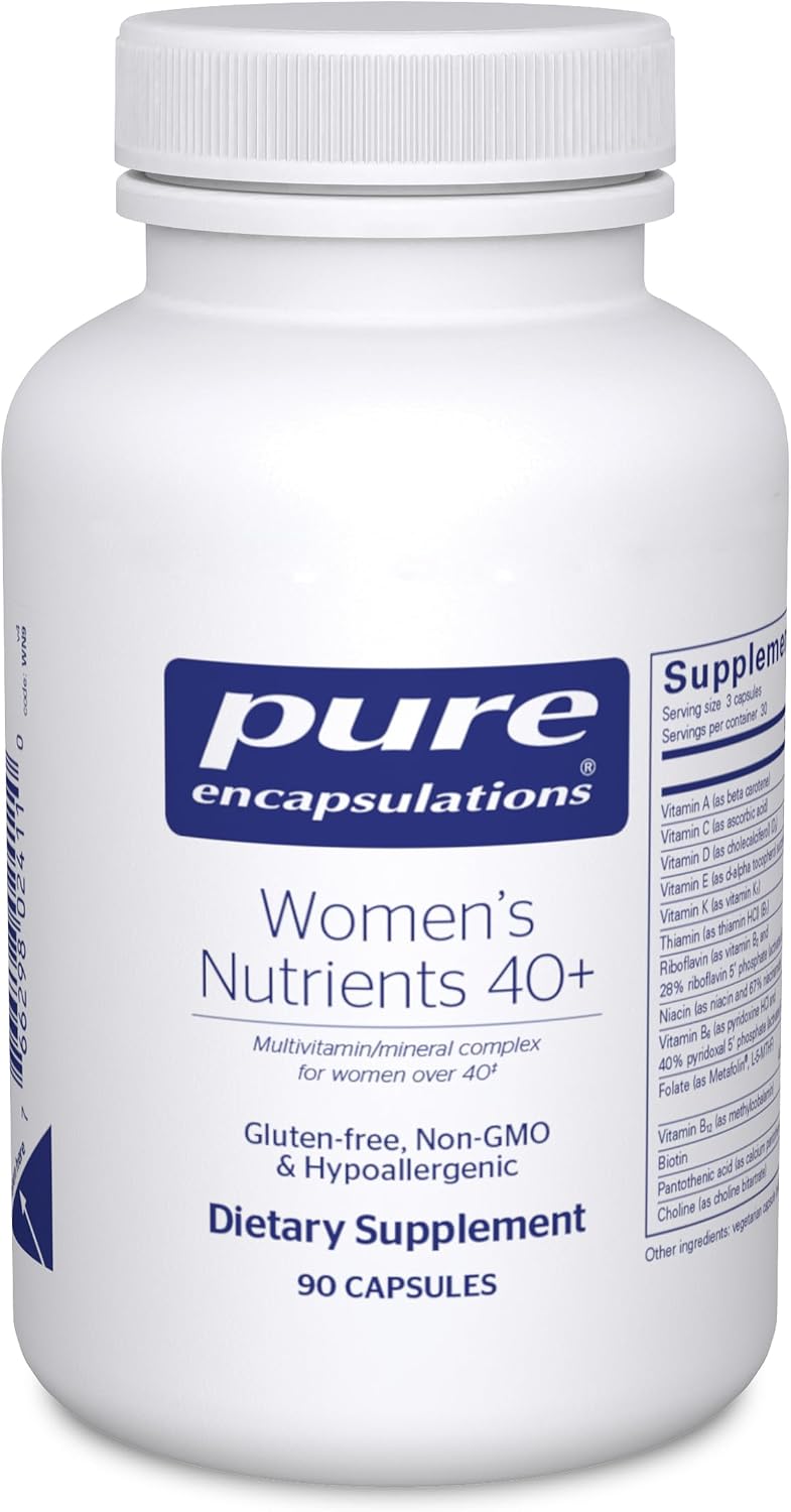 Pure Encapsulations Women's Nutrients 40+ - Multivitamínico para Mujeres +40 con Vitamina C y E - Sin Gluten y No GMO - 90 Cápsulas
