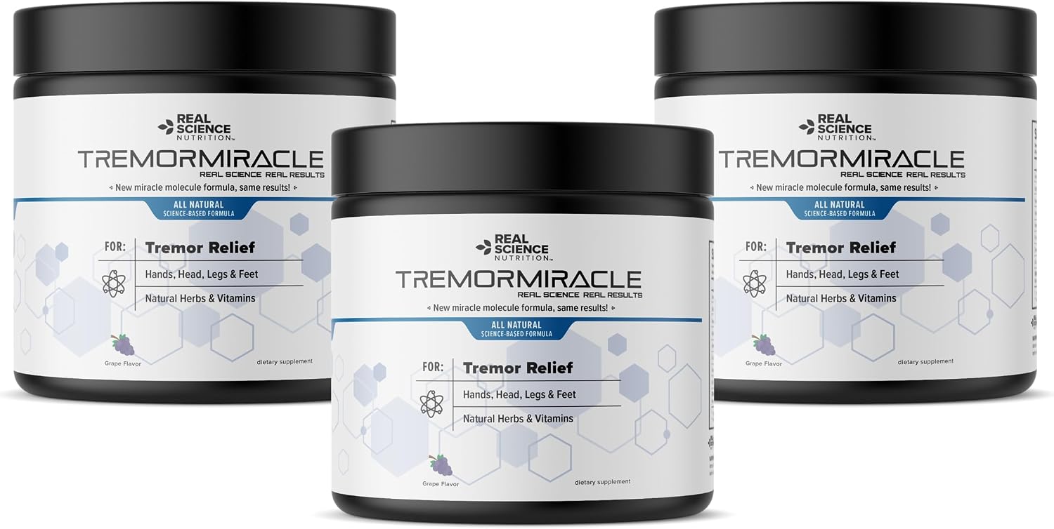 Tremor Miracle - Suplemento en polvo para temblores esenciales (380g, Sabor uva)