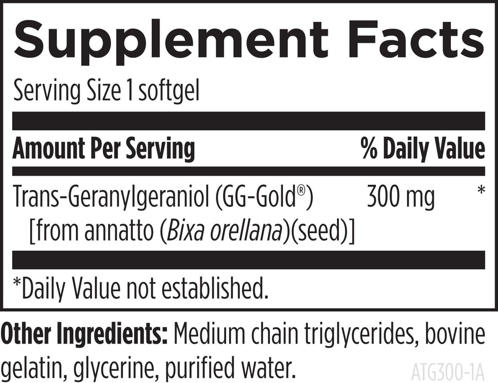 Designs for Health Annatto-GG 300 – Suplemento de Geranylgeraniol (60 Cápsulas Blandas)