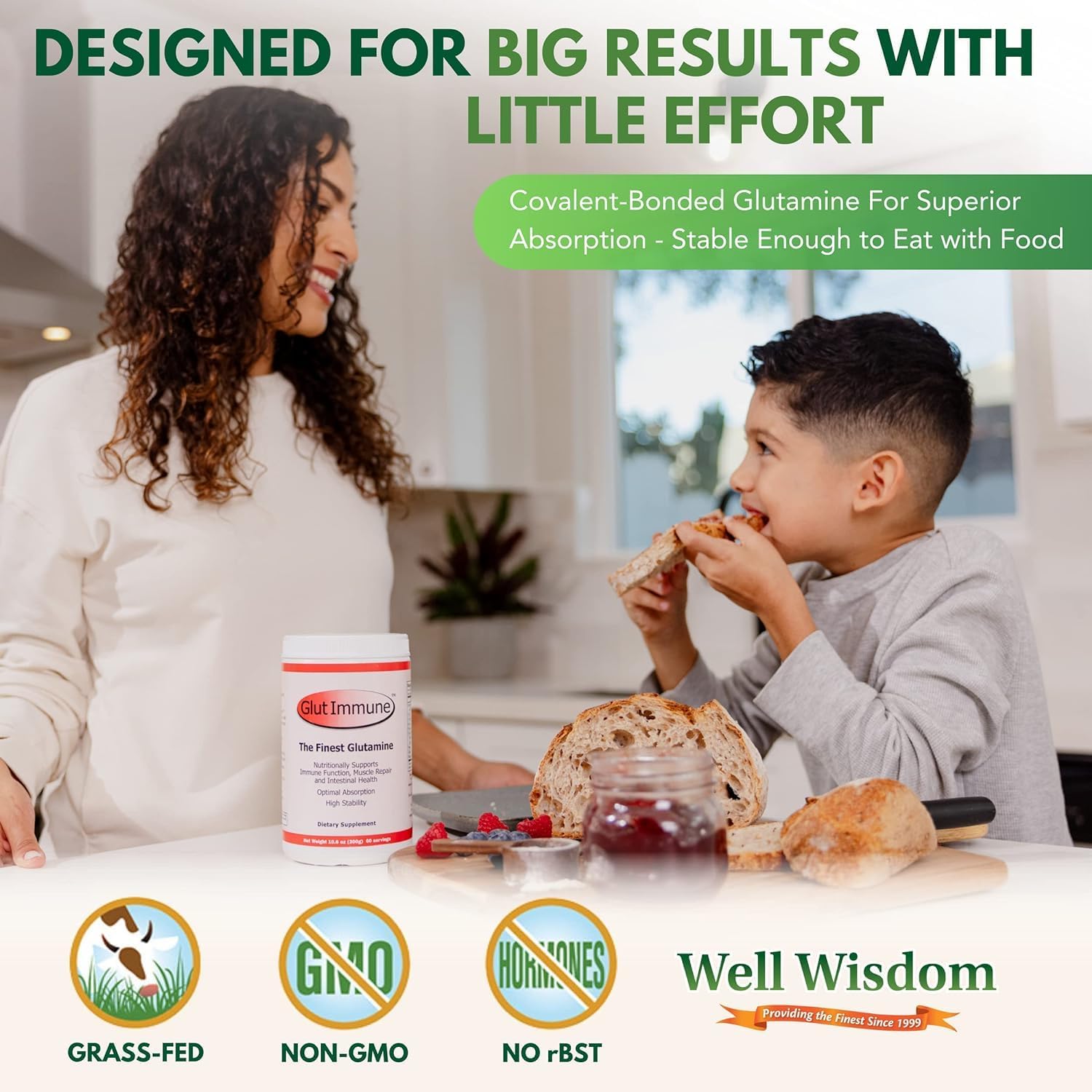 Glut Immune Polvo de Glutamina 300g - Well Wisdom