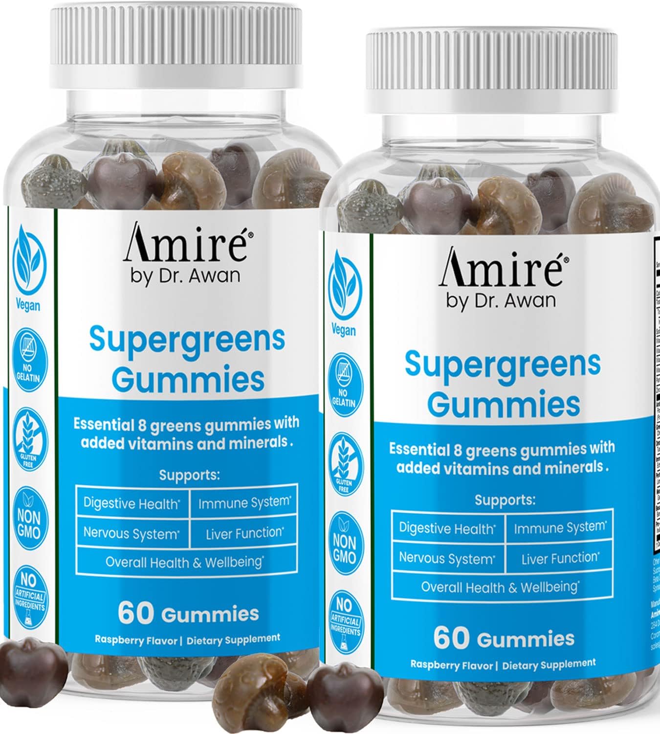 Amire by Dr. Awan Super Greens Gummies, 120 Gominolas (60 Días)