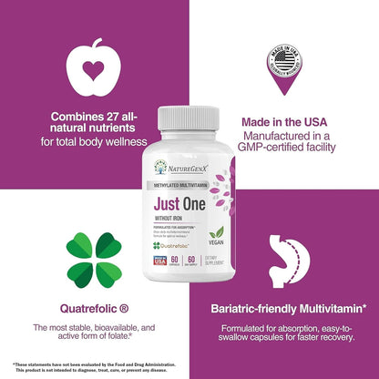 NatureGenX Just One Daily Methylated – Otras vitaminas y minerales: El complejo incluye vitaminas A, C, D, E, K, y – Image 8