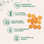 Micro Ingredients Vitamina D3 K2 Gummies, 120 unidades | 5.000 UI Vitamina D + 100 mcg K2 MK-7 | Gominolas sin azúcar sabor maracuyá | No GMO, Sin Gluten