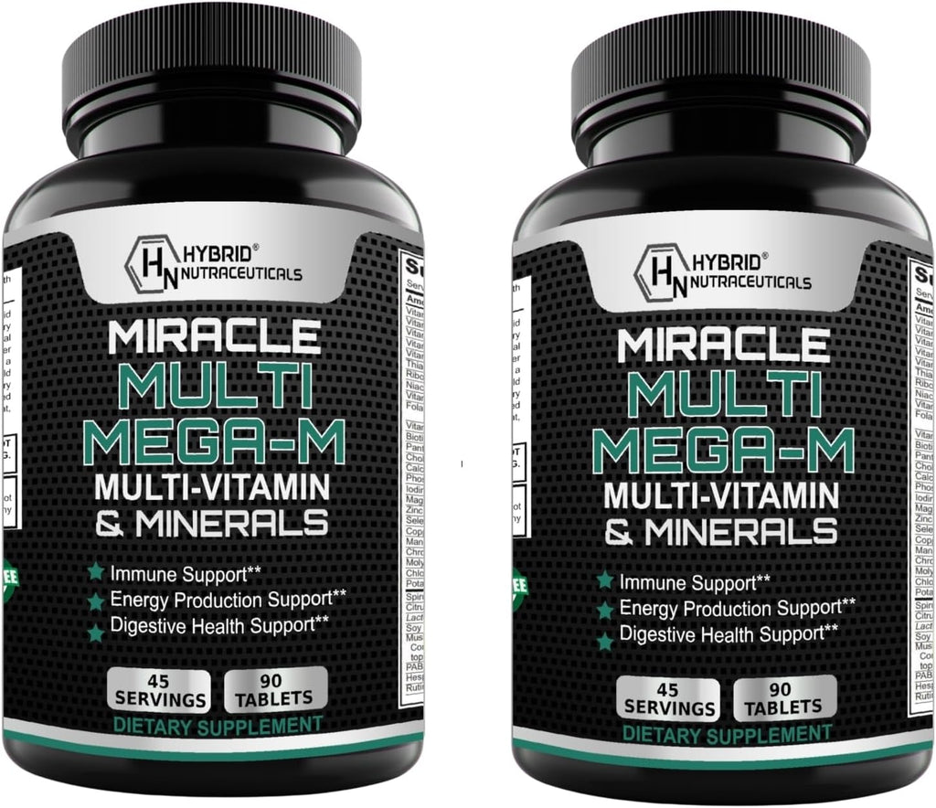 MEGAV-1 Multi-Vitamin, Superfood & Minerals - Multivitamínico Diario con Probióticos, Enzimas y Hongos (2 Paquetes, 180 Comprimidos)