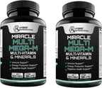 MEGAV-1 Multi-Vitamin, Superfood & Minerals - Multivitamínico Diario con Probióticos, Enzimas y Hongos (2 Paquetes, 180 Comprimidos)
