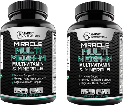 MEGAV-1 Multi-Vitamin, Superfood & Minerals - Multivitamínico Diario con Probióticos, Enzimas y Hongos (2 Paquetes, 180 Comprimidos)
