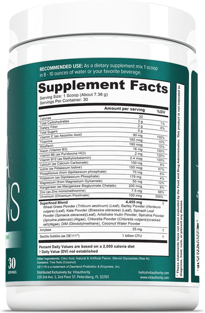 Vitauthority Vita Greens Superfood Powder - Multivitamínico Diario con Probióticos y Prebióticos – Image 3