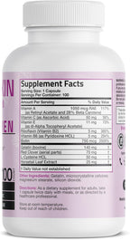 Bronson Hair, Skin & Nails con Biotina Extra Fuerte - 100 Cápsulas