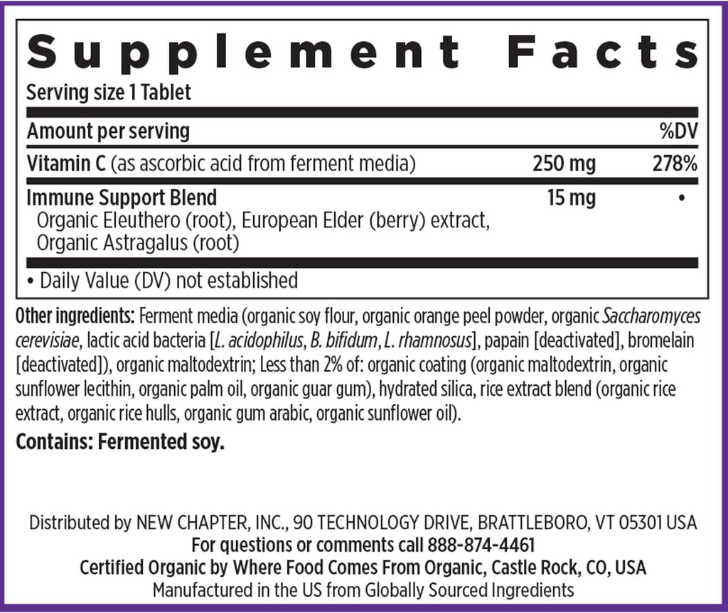 New Chapter Vitamina C Fermentada + Saúco, 60 Comprimidos