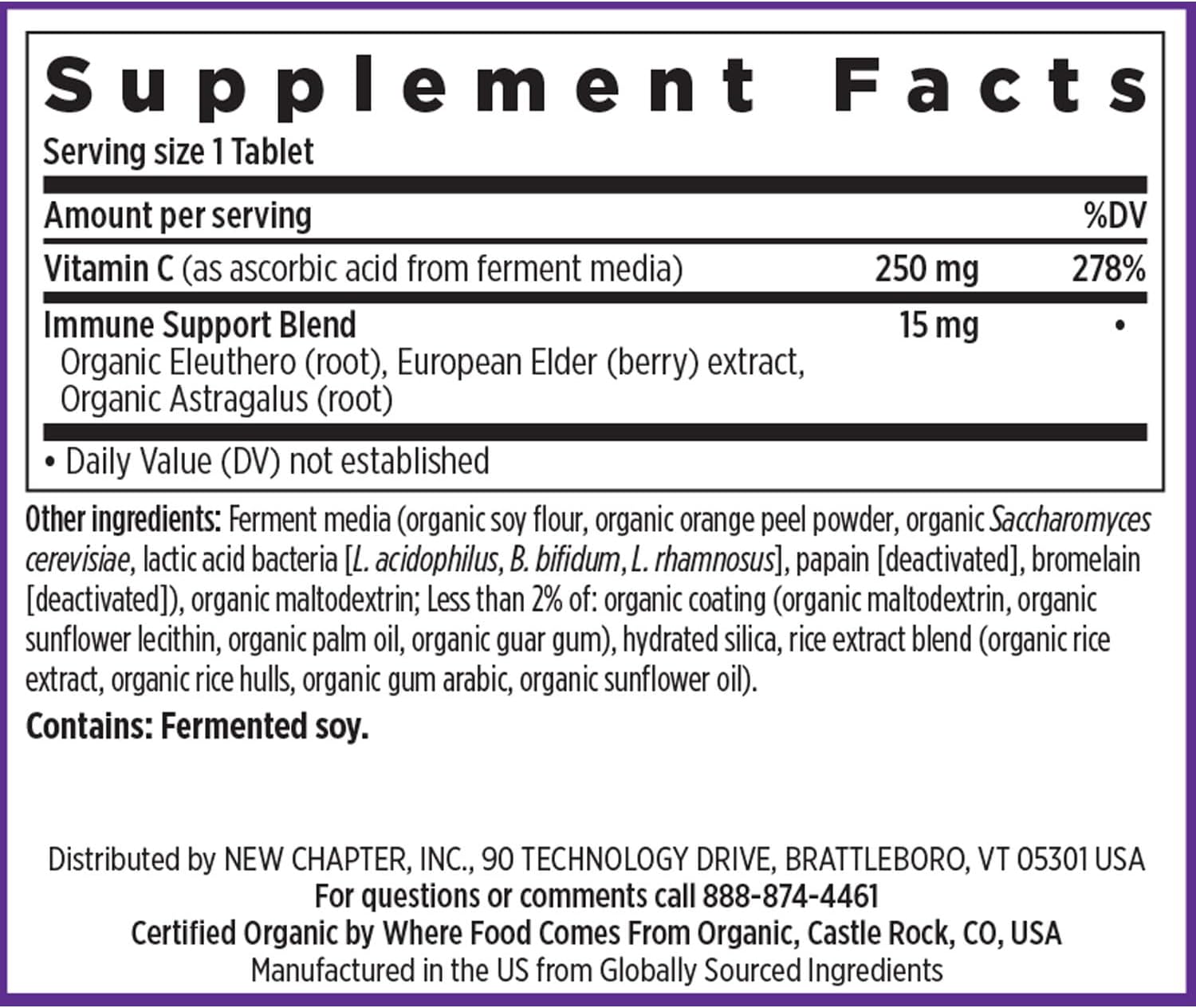 New Chapter Vitamina C Fermentada + Saúco, 60 Comprimidos