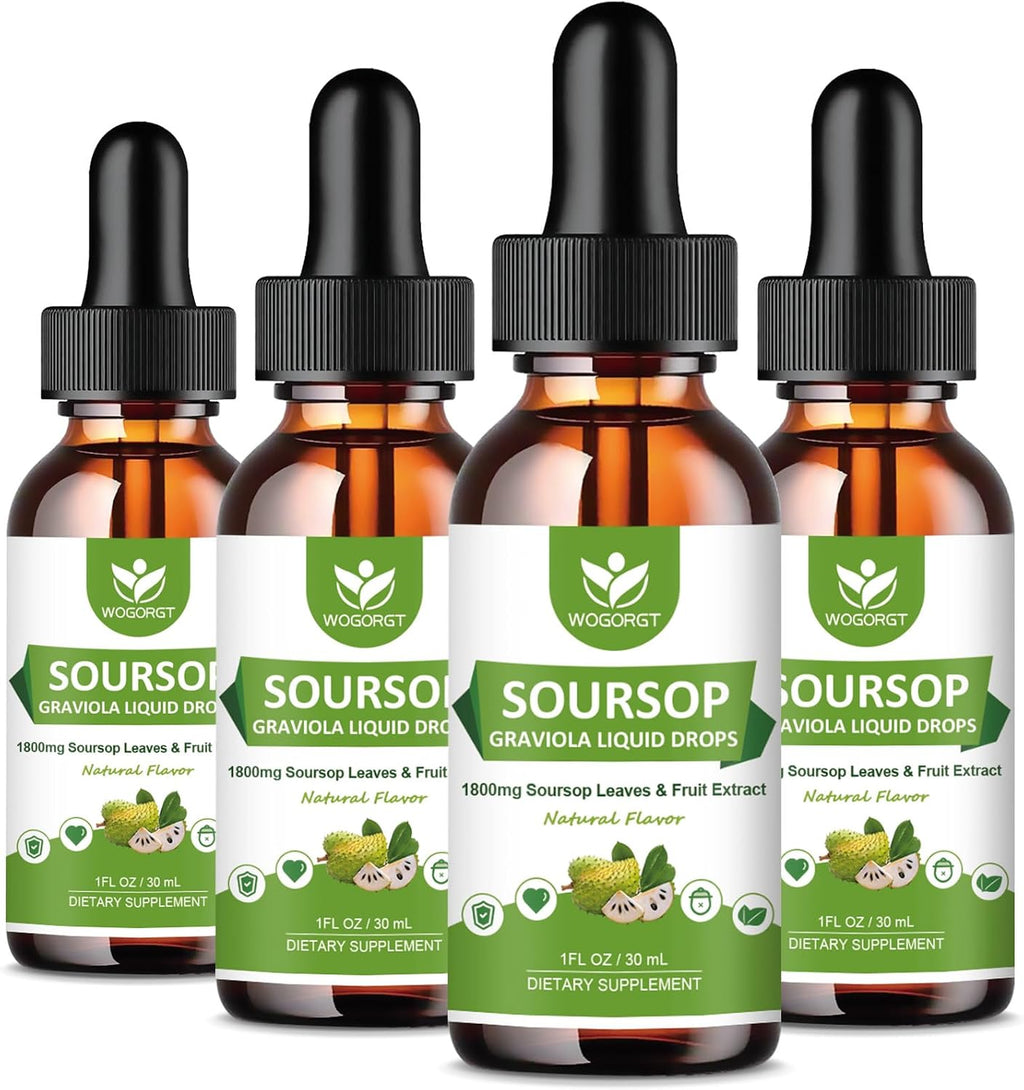 WOGORGT Gotas Líquidas de Soursop Graviola (4 Pack) - 1800mg por Dosis