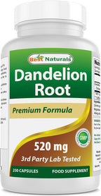 Best Naturals Raíz de Diente de León 520 mg, 250 Cápsulas
