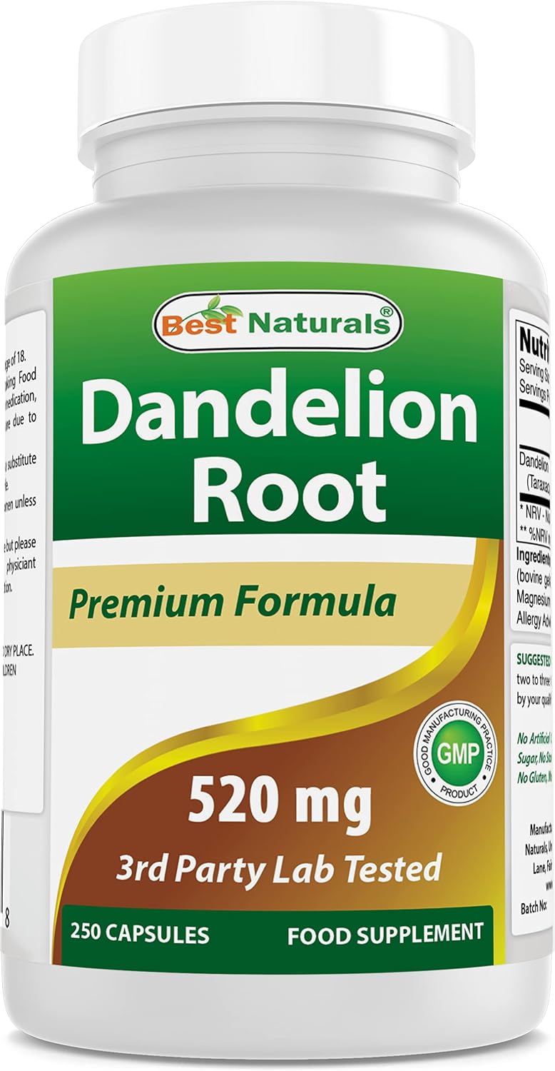 Best Naturals Raíz de Diente de León 520 mg 250 Cápsulas