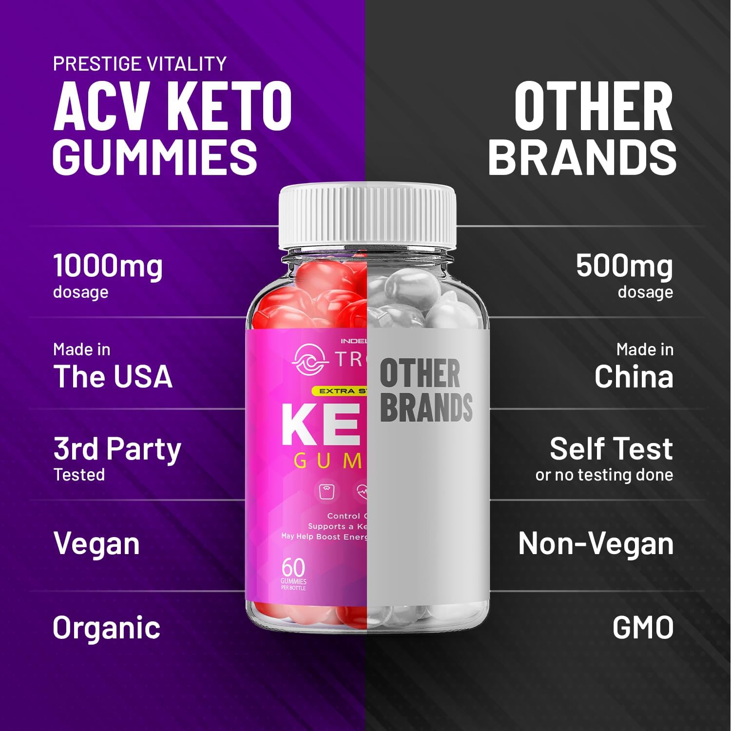 TropiKeto Keto ACV Gummies Máxima Potencia (3 Pack, 180 Gummies)