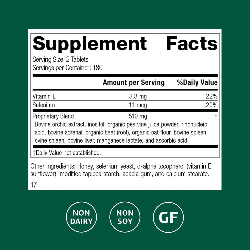 Standard Process Cataplex E - Suplemento alimenticio para la salud de la tiroides - Sin gluten, sin lácteos, sin soja - Apoyo para la función endocrina - 360 comprimidos