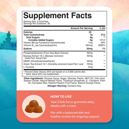 Kids Focus Gummies - Gomitas de – Extracto de té verde: rico en antioxidantes y L-teanina, que puede favorecer un – Image 8