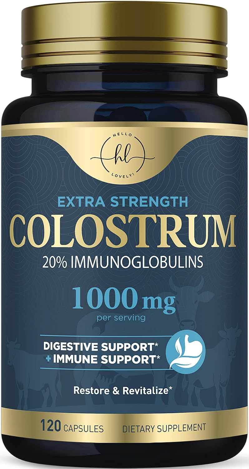 Hello Lovely! Colostrum Bovino 1000mg – 120 Cápsulas – Apoyo Digestivo e Inmune