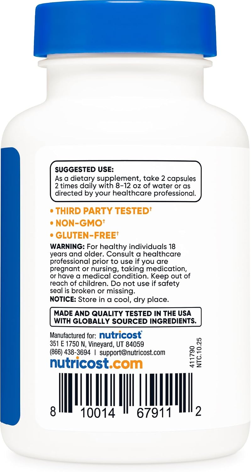 Nutricost Alpha GPC 600mg, 120 Cápsulas Vegetarianas - Sin OGM y Sin Gluten, 300mg Por Cápsula