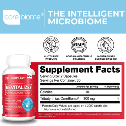 Health Plus Revitalize+ CoreBiome Butyrate – Regulación del tránsito intestinal: Contribuye a un ritmo intestinal – Image 2