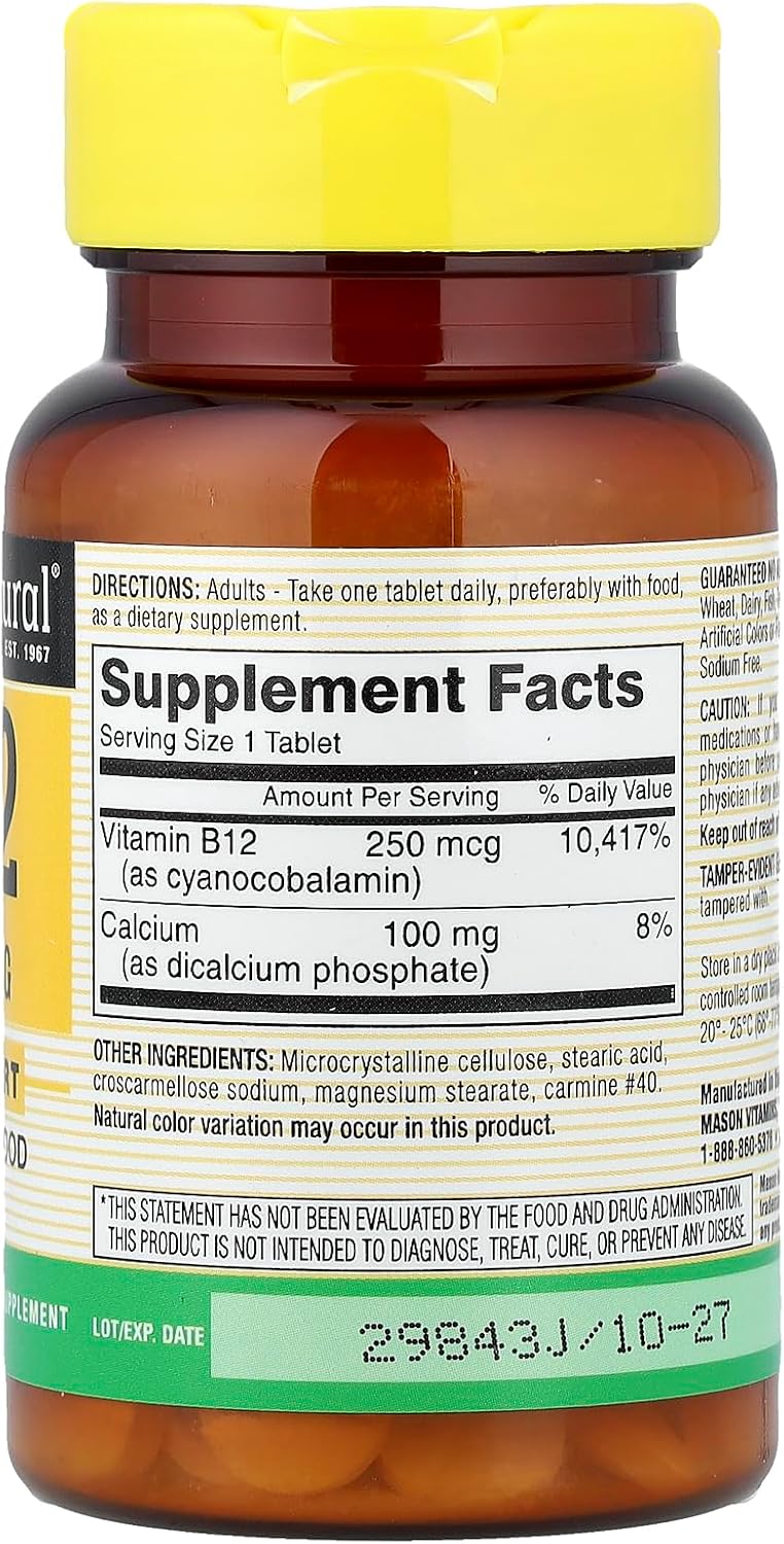 Mason Vitamins Vitamina B12 250 mcg Comprimidos
