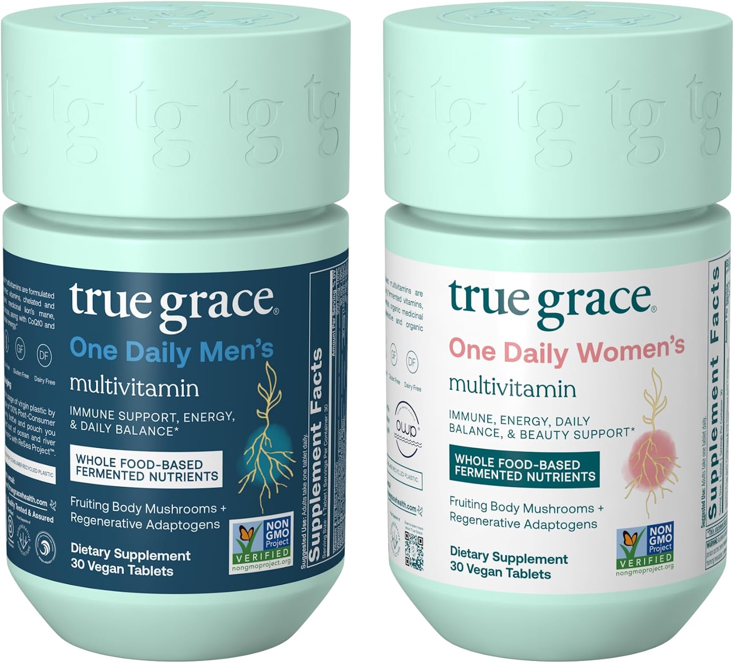 True Grace One Daily Men’s Multivitamin + One Daily Women’s Multivitamin (30 Comprimidos Veganos Cada Uno) - Pack