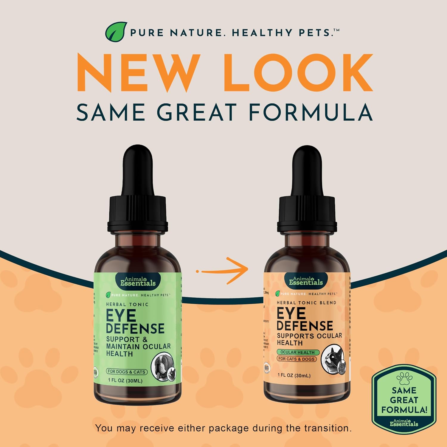 Animal Essentials Eye Defense Support for Dogs and Cats, 30 ml - Organic Bilberry and Marigold Herbal Blend, Alcohol-Free