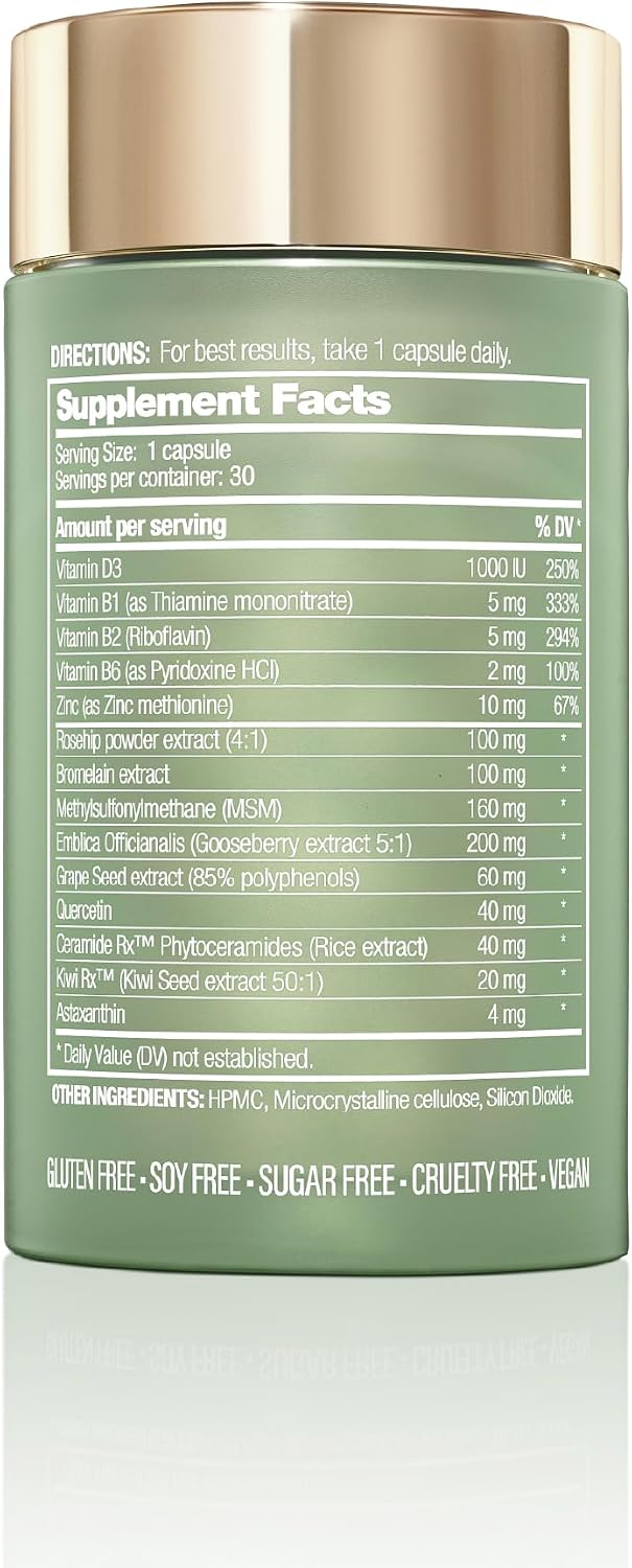 Halo Beauty Kiwi Seed Booster - Suplemento para la piel con kiwi, vitaminas C, D3, MSM y zinc, cápsulas veganas (30 unidades)