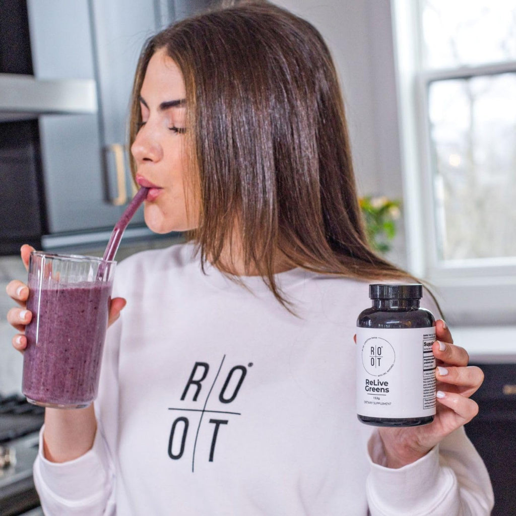 Root Relive Greens by Dr. Rahm's | Superalimento Verde con Verduras de Hoja Verde, Frutas y Fibras - 153g